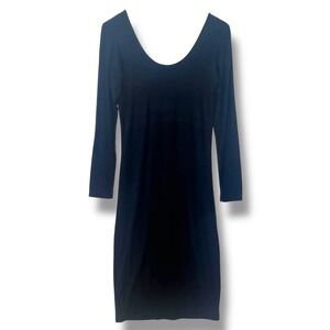 Dolan Left Coast Collection M Black LBD Scoop Neck Midi Dress Goth Dark Romantic